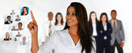 Businesswoman selecting members of her business team