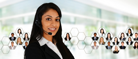 Young woman giving help as a customer service employee