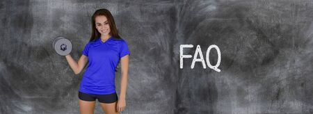 Athlete involved in fitness against a chalkboard
