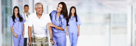 Nurse taking care of an elderly patientの写真素材