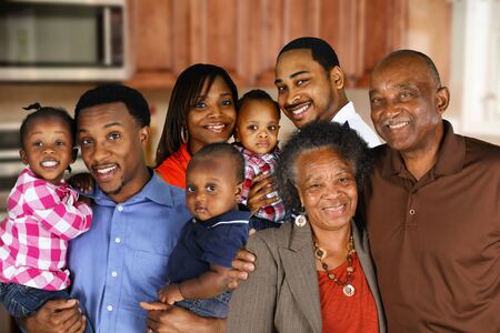 Multiple african american families who are standing togetherの写真素材