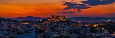 Panoramic view of Athens Greece at Sunsetの写真素材