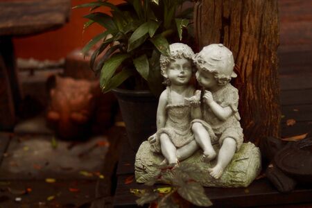 Sculpture in my gardenの写真素材