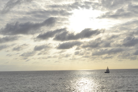 Sailboat photographed from the Venice Beachの写真素材
