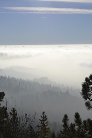 Sierra Nevada from the Sequoia national park. At that height the clouds where below our level.の写真素材