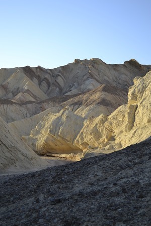 Hiking in the Death Valley at sunsetの写真素材
