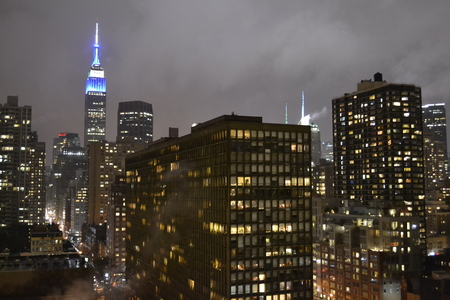 The Empire State Building in NYC at nightの写真素材