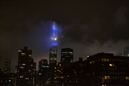 The Empire State Building in NYC at nightの写真素材