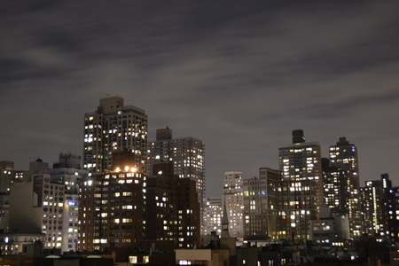 Picture taken facing north from a rooftop in the Upper East side of Manhattanの写真素材