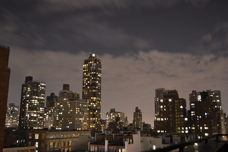 Picture taken facing north from a rooftop in the Upper East side of Manhattanの写真素材