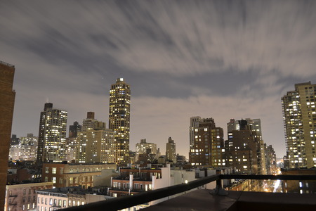 Picture taken facing north from a rooftop in the Upper East side of Manhattanの写真素材