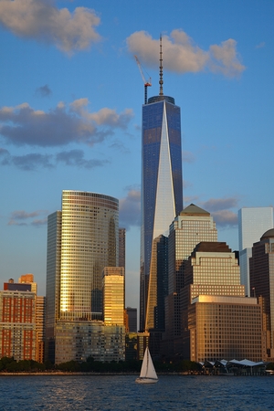 Picture taken from a Ferry in the Hudson riverの写真素材
