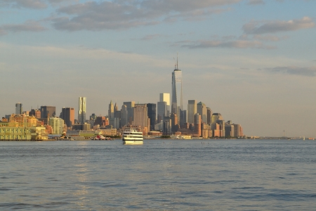 Picture taken from a Ferry in the Hudson riverの写真素材