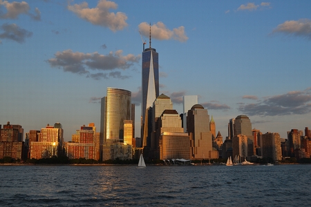Picture taken from a Ferry in the Hudson riverの写真素材