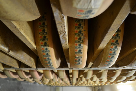 Room where cheeses get stacked before been transported to the shopsの写真素材