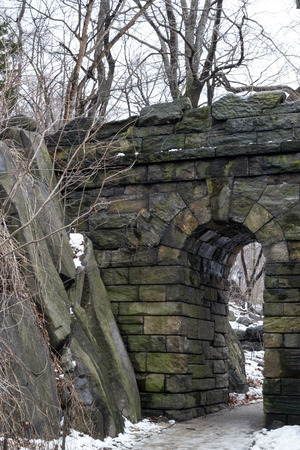 Ramble Stone Arch is located on the West side at 77th street and was built in 1920の写真素材
