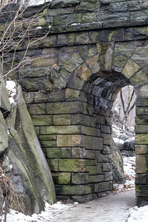 Ramble Stone Arch is located on the West side at 77th street and was built in 1920の写真素材
