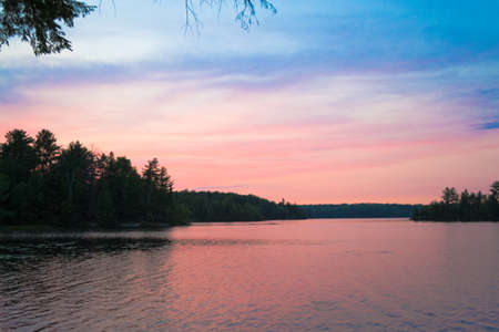 Sunrise from a lake in Ontarioの写真素材