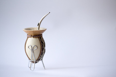 Empty calabash gourd used to drink used in Latin America to drink the caffeinated infusion call mateの写真素材