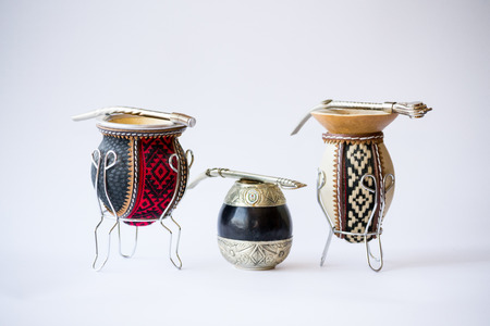 Empty calabash gourd used to drink used in Latin America to drink the caffeinated infusion call mateの写真素材