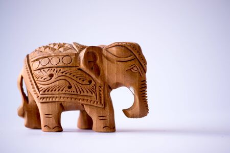 Wooden elephant, a typical souvenir from Indiaの写真素材