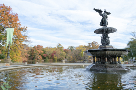 The Bethesda fountain located in the lower level of The Terrace in Central park was designed by Emma Stebbins in 1868の写真素材