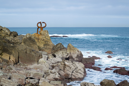 The comb of the wind is one of the most celebrated Basque sculpture by Chillidaの写真素材