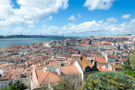 Castelo de Sao Jorge is located on a hilltop overlooking historic Lisbon (Portugal)
