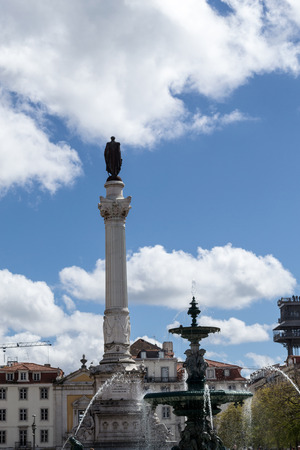 Rossio square is located in the heart of the Pombaline Downtown in Lisbon (Portugal)のeditorial素材