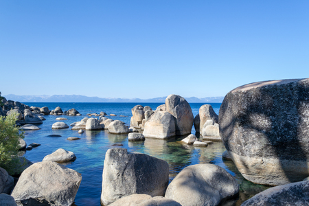 Lake Tahoe is a freshwater alpine lake located in the Sierra Nevadaの写真素材