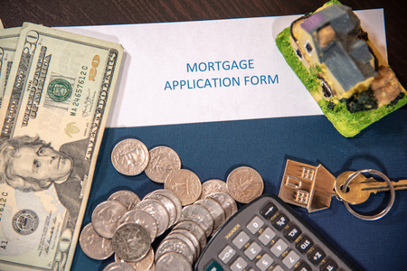 Array of objects displayed to represent the preparation needed before applying for a mortgageの写真素材