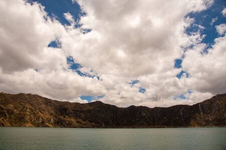 Panorama of the Quilotoa volcano with its water-filled caldera (Ecuador)の写真素材