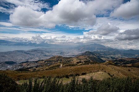 Panorama of Quito from the Ruku Pichinca volcano (15,413 ft)の写真素材