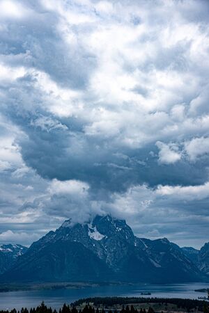 Peaks of the Grand Teton range at the Grand Teton national park in Wyoming (USA)の写真素材