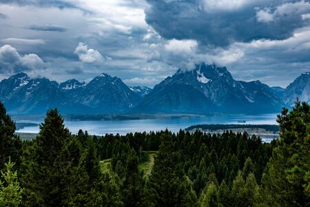 Peaks of the Grand Teton range at the Grand Teton national park in Wyoming (USA)