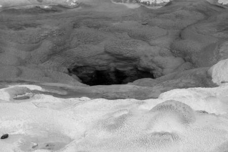 Black white hot spring in park