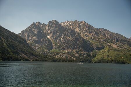 Hiking trail around Jenny Lake at the Grand Teton National Parkの写真素材