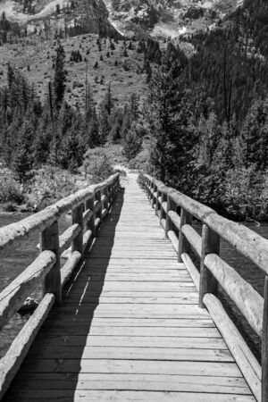 Hiking trail around Jenny Lake at the Grand Teton National Parkの写真素材