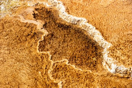 Mineral deposits coming from hot springs at the Mammoth area in Yellowstoneの写真素材