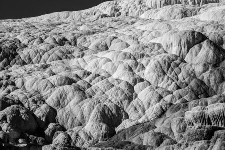 Minerva Terraces at the lower Mammoth Hot Springs in YellowstoneNational Parkの写真素材