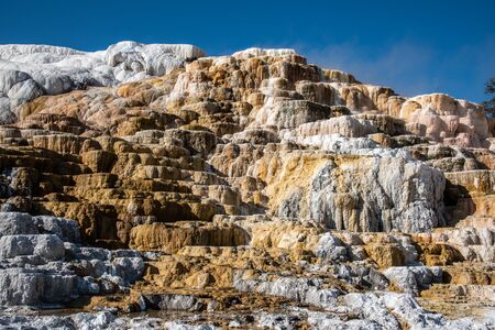 Minerva Terraces at the lower Mammoth Hot Springs in YellowstoneNational Parkの写真素材