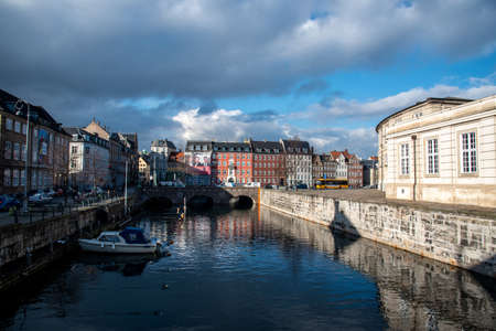 Views of the buildings beside the water in Copenhagen (DK)の写真素材