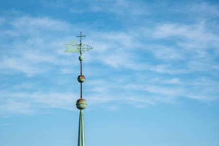Views of a Church spire from the round tower in Copenhagenの写真素材