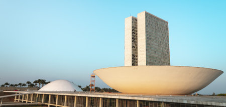 The National Congress of Brazil. Building designed by Oscar niemeyer. It is composed in the Chamber...