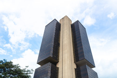 The Building of the central bank of brazil in the center of Brasilia, federal capital. Brasilia, Federal District - Brazil. January, 03, 2020. Central Bank of Brazil - BACEN.のeditorial素材
