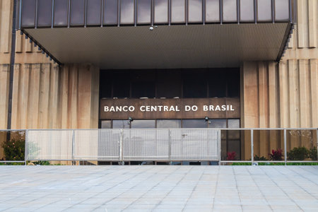 The Building of the central bank of brazil in the center of Brasilia, federal capital. Brasilia, Federal District - Brazil. January, 03, 2020. Central Bank of Brazil - BACEN.のeditorial素材