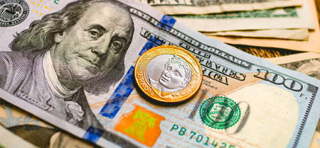 Real (BRL), money from brazil. Money, Brazil, Brazilian Real, Reais. One real coin on US dollar...