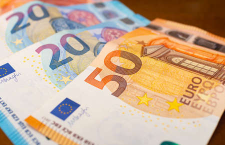 Euro banknotes money (EUR), currency of the European Unionの写真素材