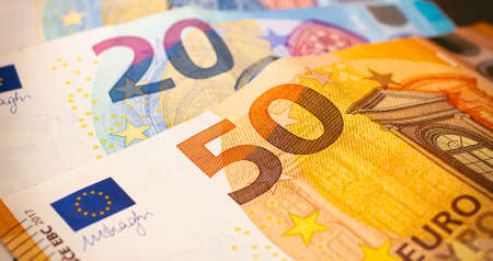 Euro banknotes money (EUR), currency of the European Unionの写真素材