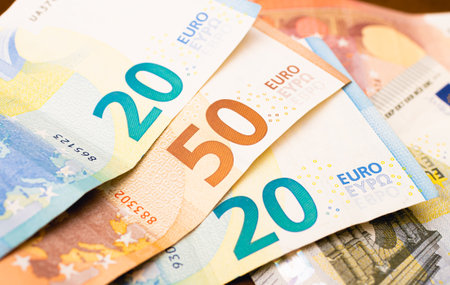 Euro banknotes money (EUR), currency of the European Union